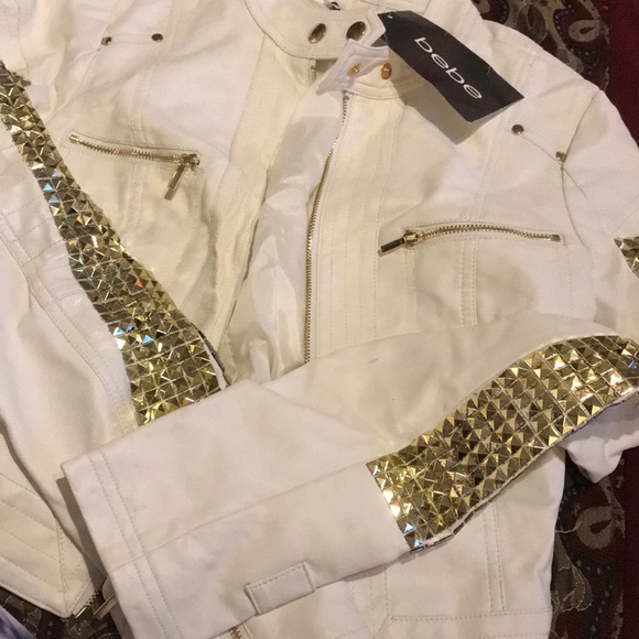 Brand new leather Bebe jacket with gold studs - Picture 3 of 3
